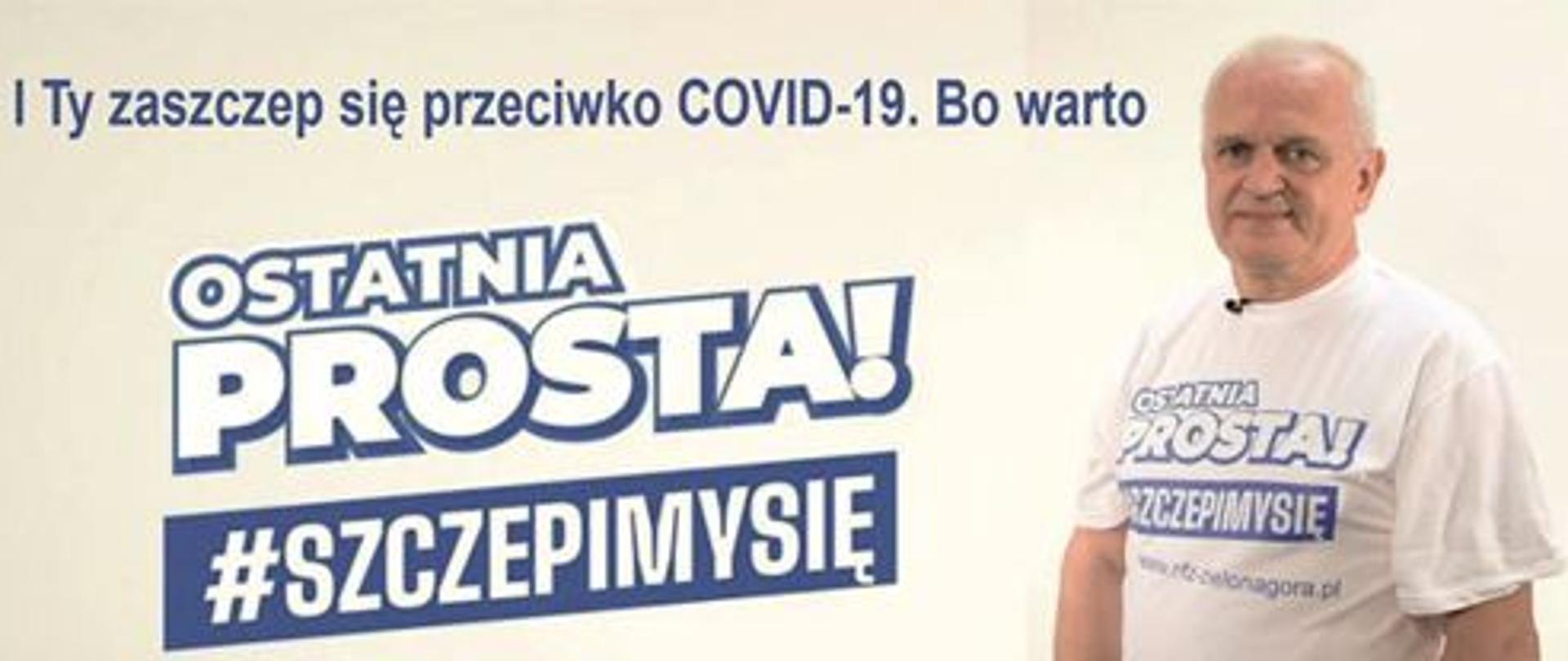 baner wojewódzkiej kampanii promującej szczepienia przeciwko COVID-19 z wizerunkiem Wojewody Lubuskiego w tle