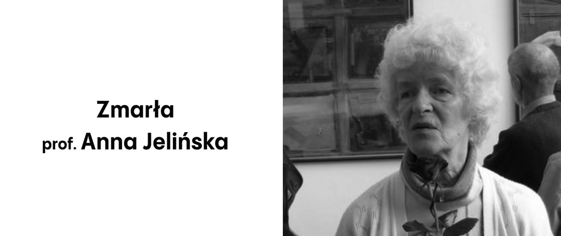 Baner informujący o śmierci prof. Anny Jelińskiej