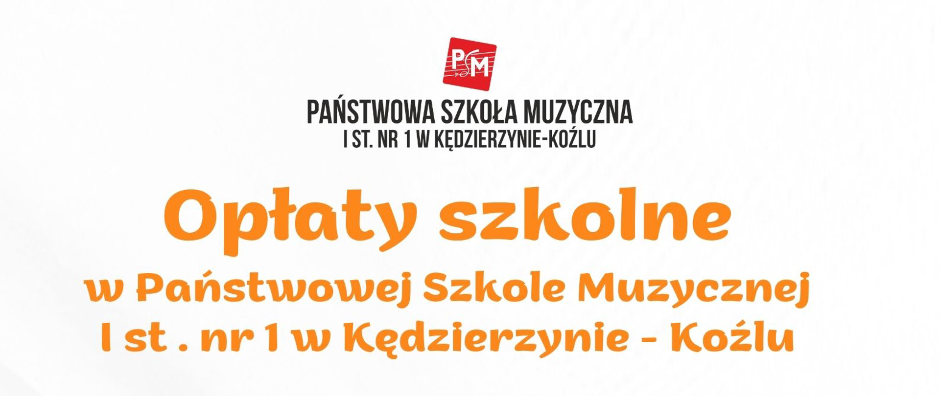 Plakat przedstawia informacje o opłatach szkolnych dla Państwowej Szkoły Muzycznej I stopnia nr 1 w Kędzierzynie-Koźlu. Wyraźne hasło „Opłaty szkolne” jest na górze plakatu. Są dwie różne opłaty wymienione:
1. Opłata za wypożyczenie instrumentu wynosi 20 zł miesięcznie. Numer konta bankowego do wpłat, które są przekazywane do budżetu państwa, to: 50 1010 1401 0030 1413 9134 0000.
2. Opłata na Radę Rodziców również wynosi 20 zł miesięcznie, z osobnym numerem konta: 86 2490 0005 0000 4530 9088 4333, które jest kontem Rady Rodziców.
Na dole plakatu podkreślono, że są to „DWIE OPŁATY! DWA KONTA!” co sugeruje, że należy dokonać płatności na oba konta osobno. Plakat jest utrzymany w ciepłej kolorystyce z dominującym pomarańczowym kolorem, a grafika złotych monet po prawej stronie sugeruje temat pieniędzy. Na samym dole podziękowanie „Dziękujemy!” kończy komunikat.