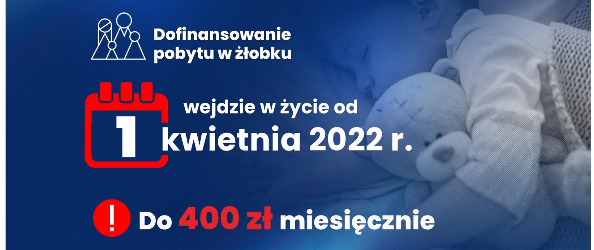 Infografika - dofinansowanie pobytu w żłobku od 1 kwietnia 