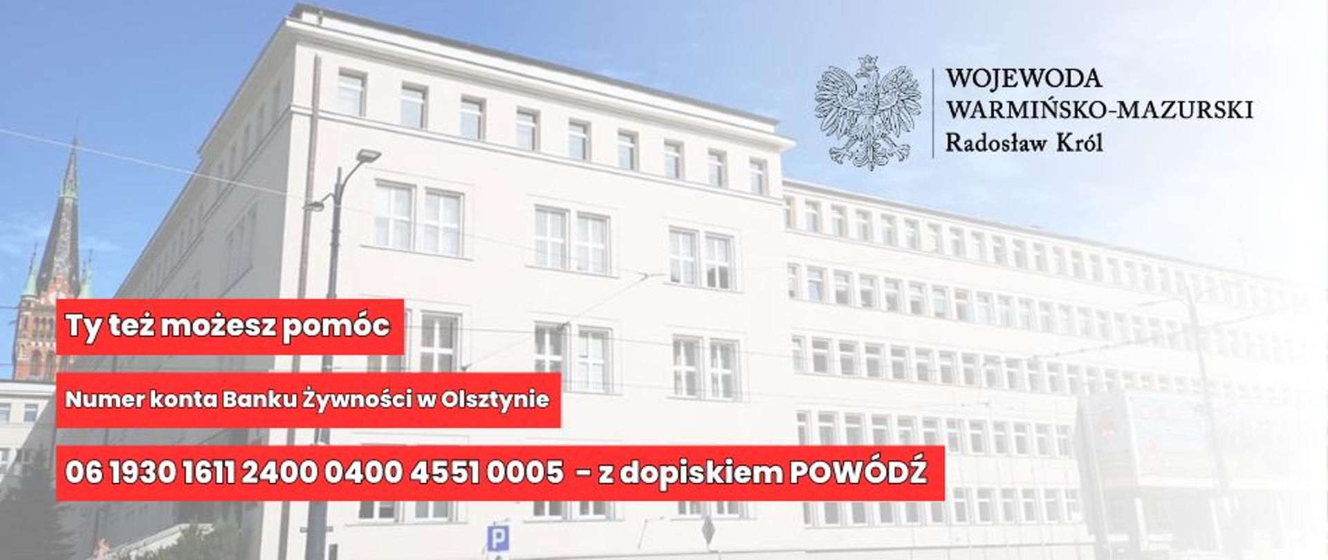 grafika z numerem konta Banku Żywności w Olsztynie