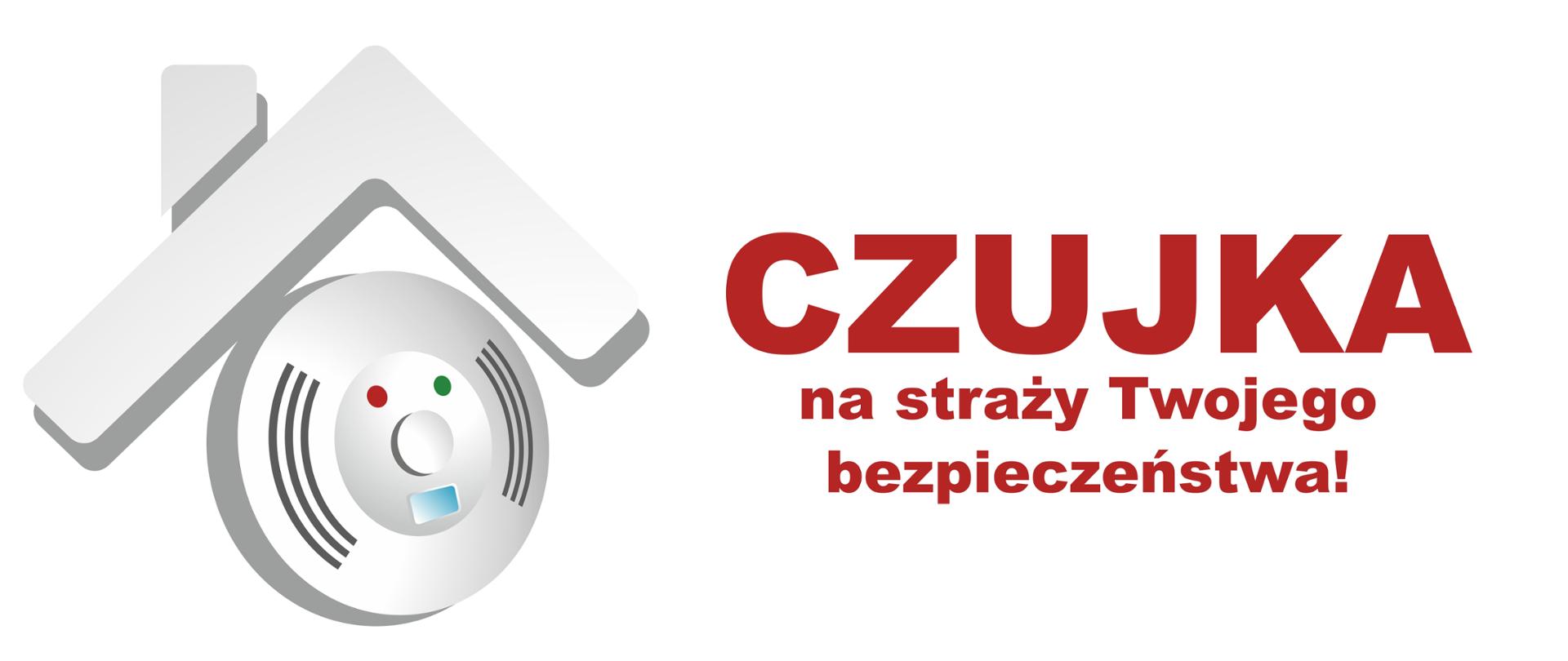 Zdjęcie przedstawia czujkę czadu i napis czujka na straży twojego bezpieczeństwa