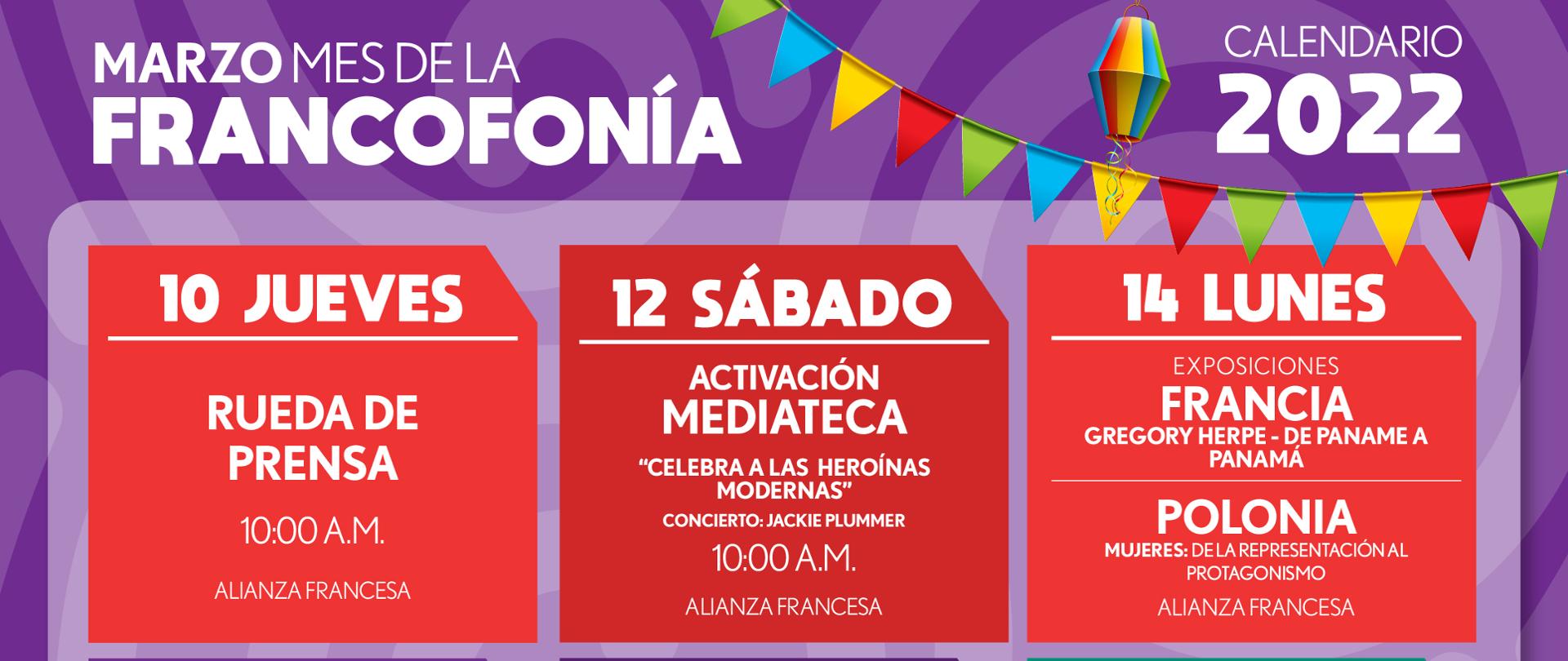 Fracnofonia calendario 