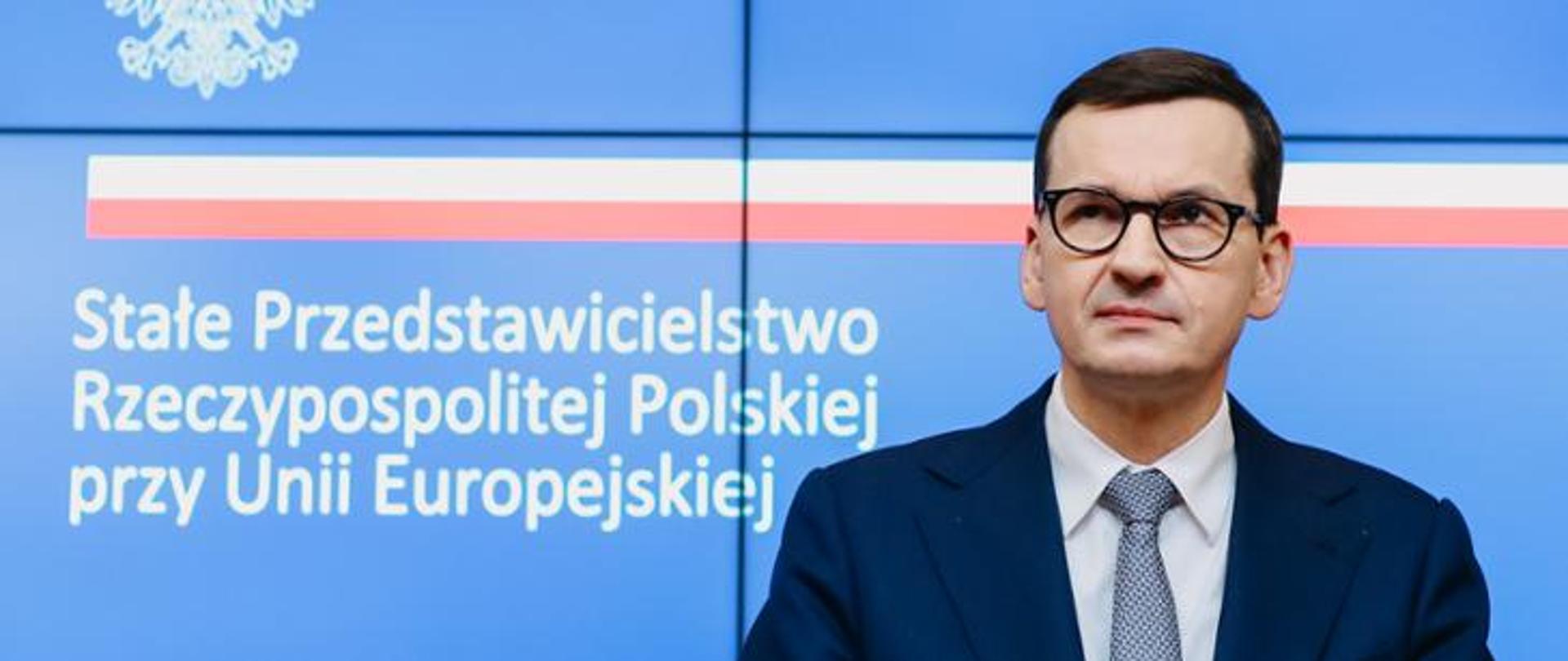 Premier podczas konferencji.