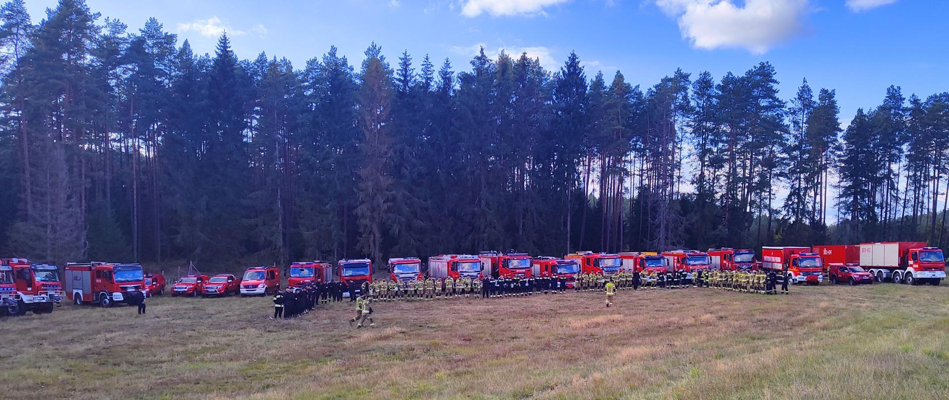 Ogólny widok na zastępy Straży Pożarnej.