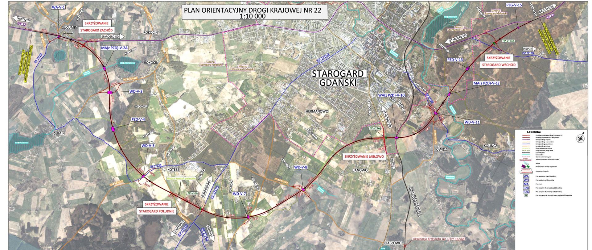 Plan orientacyjny obwodnicy Starogardu Gdańskiego w ciągu DK22
