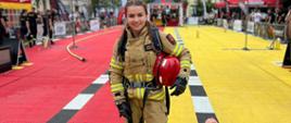 Na zdjęciu mł. asp. Justyna Cichocka strażaczka z KM PSP w Przemyślu podczas zmagań FIREFIT