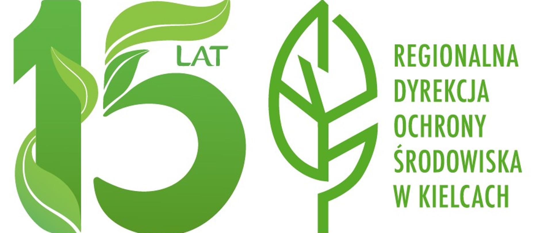 15 lat i logo Regionalnej Dyrekcji Ochrony Środowiska w Kielcach