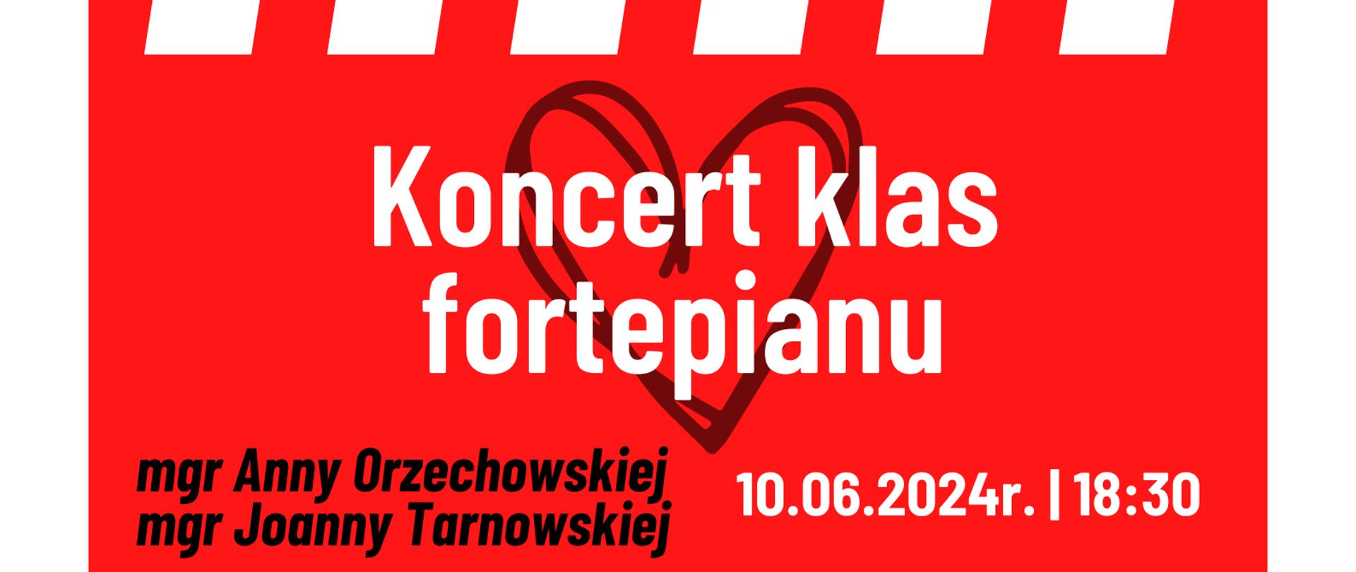 Na górze plakatu znajduje się duża biało czarna klawiatura fortepianu, zaraz pod nią duży napis białą czcionką o treści "Koncert klas fortepianu", a w jego tle znajduje się ciemno-czerwone serce które jest w stylu szkicu. Poniżej zawarta jest informacja czarną czcionką, że wystąpią uczniowie klasy fortepianu mgr Anny Orzechowskiej i mgr Joanny Tarnowskiej. Po prawej stronie informacji białą czcionką umieszczona jest data oraz godzina koncertu odbywającego się 10 czerwca o godz. 18:30. Poniżej po lewej stronie białą czcionką widnieje informacja, że koncert będzie miał miejsce na Oddziale Rehabilitacji Kardiologicznej na ul. Lompy 2 w Głuchołazach. Zaraz obok napisu, po prawej stronie znajduje się logo szkoły muzycznej.
Na samym dole plakatu, mniejszą białą czcionką znajduje się pełna nazwa szkoły "Państwowa Szkoła Muzyczna I st. im. Jerzego Hellera w Głuchołazach". Plakat składa się głównie z trzech kolorów: białego, czarnego oraz przeważająco czerwonego.
