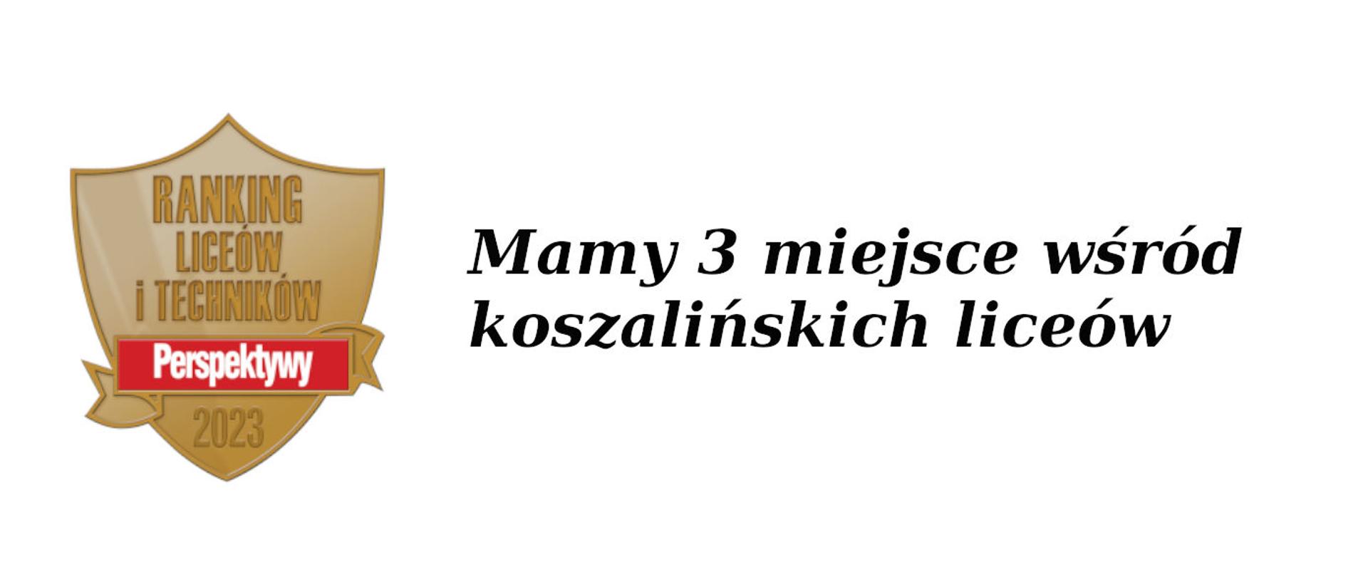 Na grafice tarcza z napisem ranking liceów i techników, perspektywy 2023