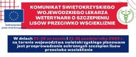 Komunikat Świętokrzyskiego Wojewódzkiego Lekarza Weterynarii o szczepieniu lisów przeciwko wściekliźnie