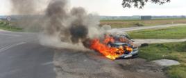 Pożar samochodu osobowego w miejscowości Drożejowice 