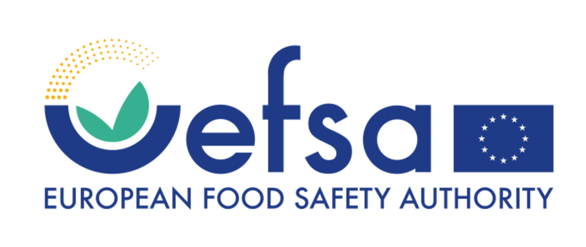 W centralnej części baneru napis niebieską czcionką: "efsa", obok, po lewej logo Unii Europejskiej, po prawej logo EFSA. Poniżej napisu rozwinięcia skórtu: European Food Safety Authority.