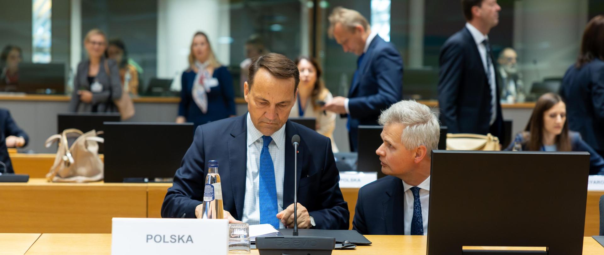 Minister Radosław Sikorski at the FAC meeting on 22.07.2024 in Brussels