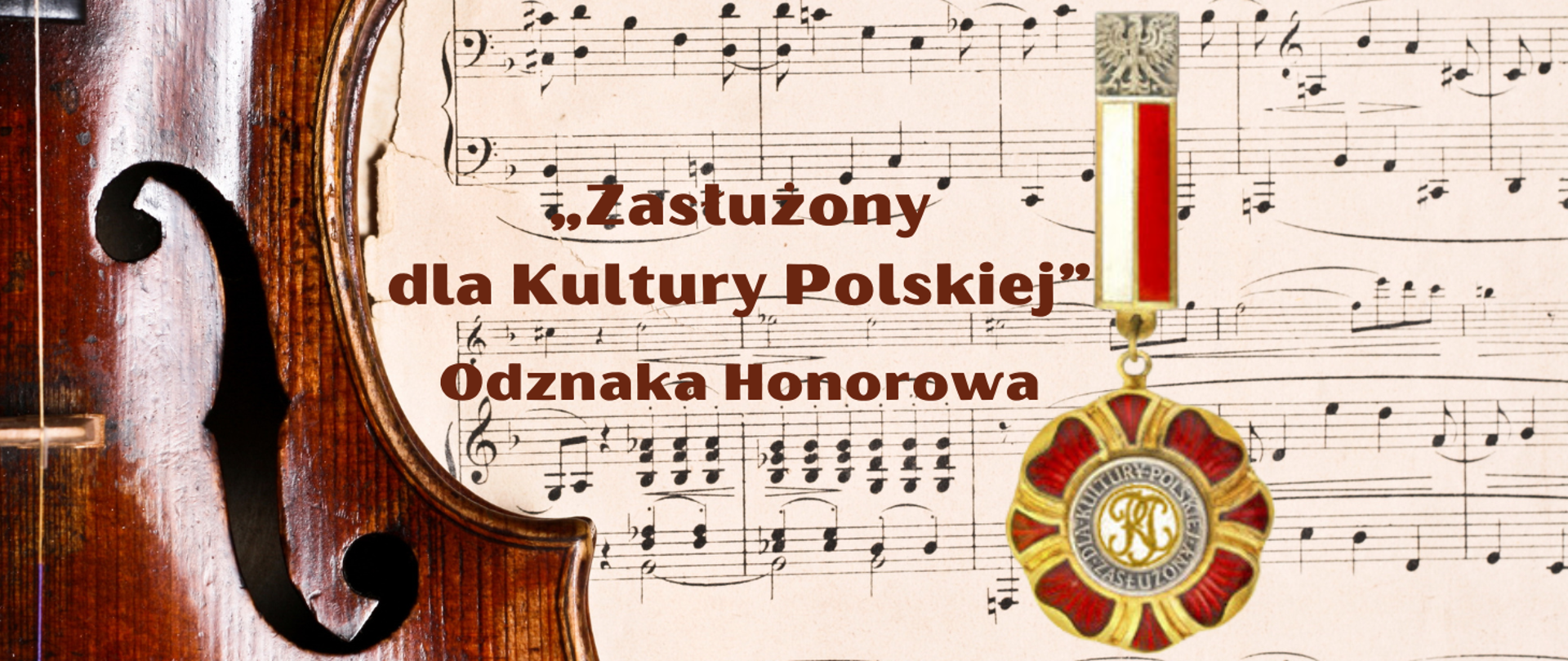 Zdjęcie przedstawia Odznakę Honorową Ministra Kultury i Dziedzictwa Narodowego „Zasłużony dla Kultury Polskiej”