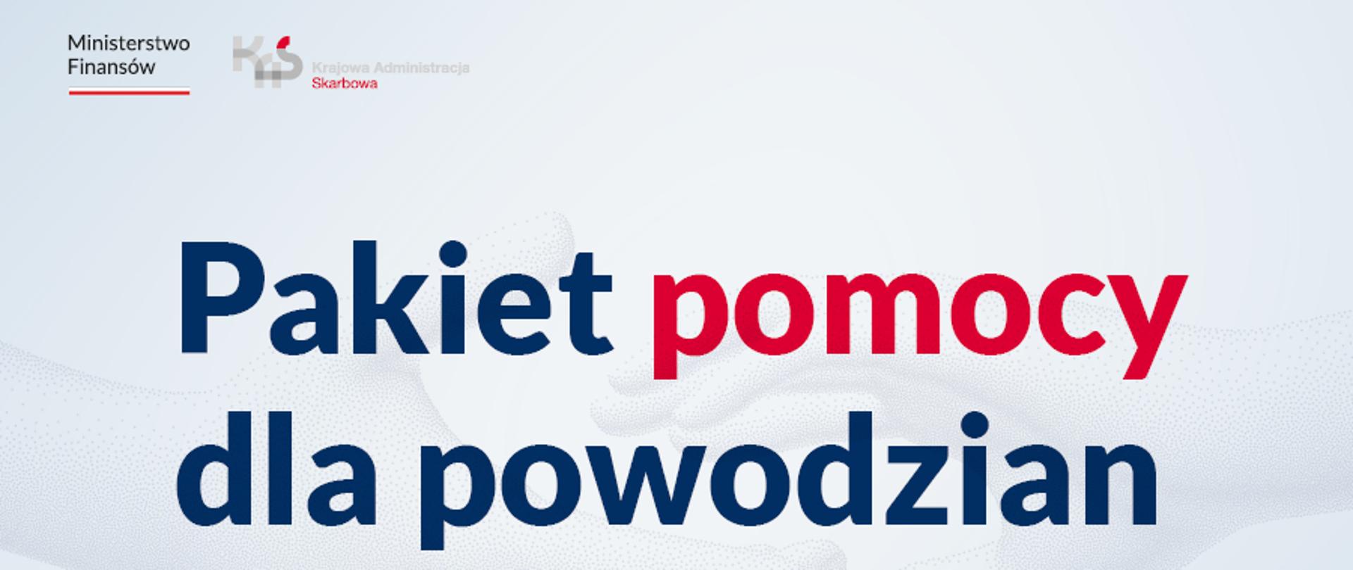 Grafika z napisem Pakiet pomocy dla powodzian