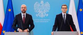 Prime minister Mateusz Morawiecki and president of the European Council Charles Michel at the conference.