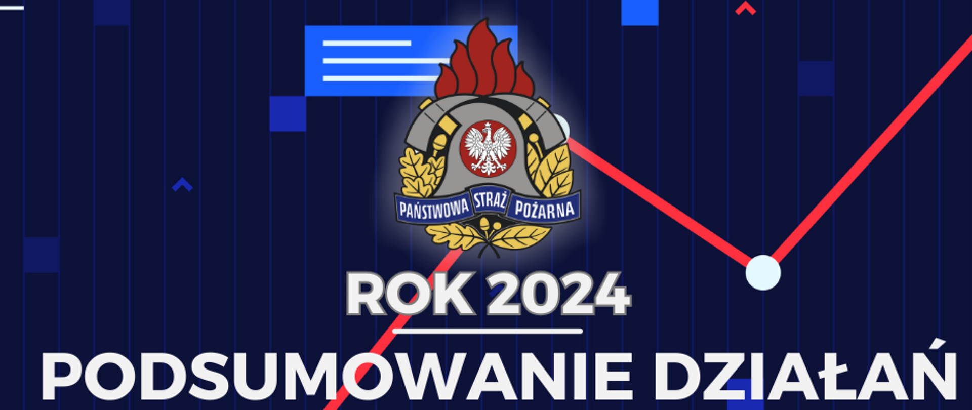 Slider podsumowujący rok 2024 z widocznym logo Państwowej Straży Pożarnej