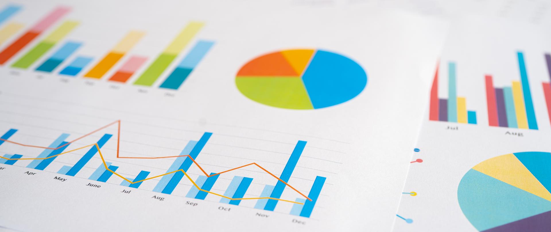 Charts Graphs paper. Financial development, Banking Account, Statistics, Investment Analytic research data economy, Stock exchange Business office company meeting concept.