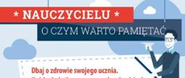 Grafika informująca nauczyciela o czym warto pamiętać podczas prowadzenia lekcji