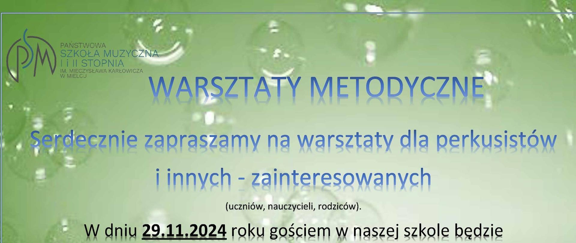 WARSZTATY METODYCZNE
Serdecznie zapraszamy na warsztaty dla perkusistów i innych - zainteresowanych
(uczniów, nauczycieli, rodziców).
W dniu 29.11.2024 roku gościem w ościem w naszej szkole będzie
dr Mariusz Mocarski
Uniwersystet Muzyczny Fryderyka Chopina w Warszawie
Dofinansowanie:
centrum A edukacji artystycznej
Państwowa Szkoła Muzyczna I i II stopnia, im. Mieczysława Karłowicza w Mielcu, ul. Kościuszki 10 godz. 10.00 Szczegóły: u Pana Karola Bika
kbik@psm.mielec.pl
Wstęp wolny