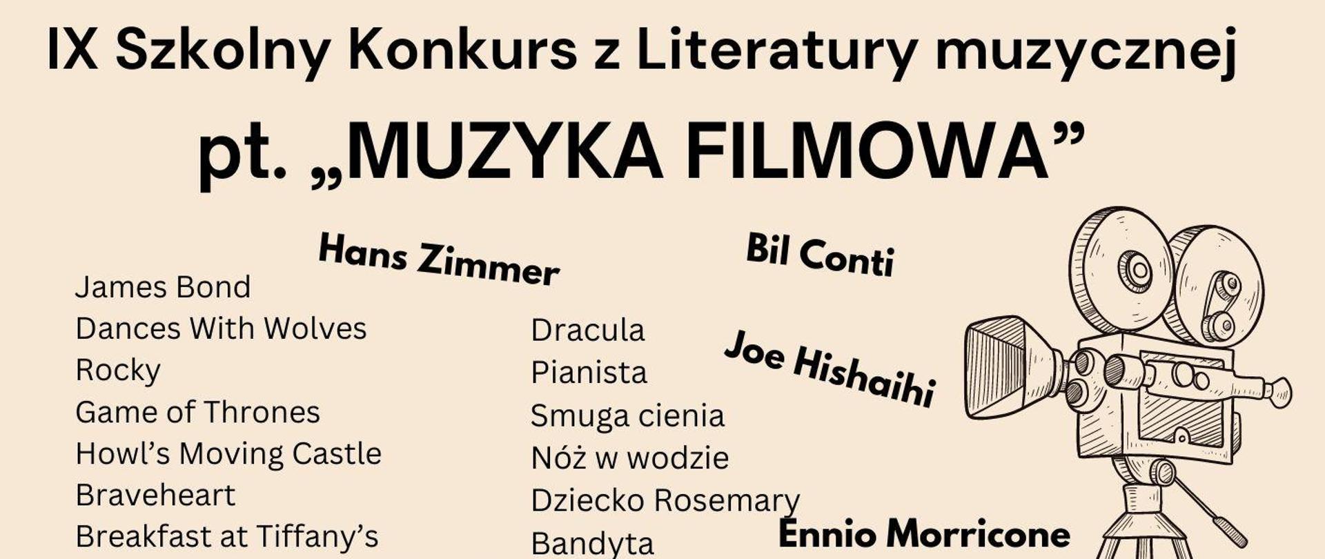 Szkolny Konkurs z Literatury muzycznej - plakat.