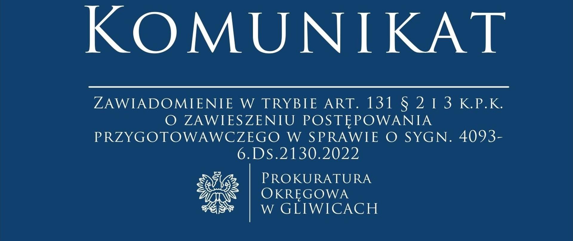 Zawiadomienie w trybie art. 131 § 2 i 3 k.p.k.