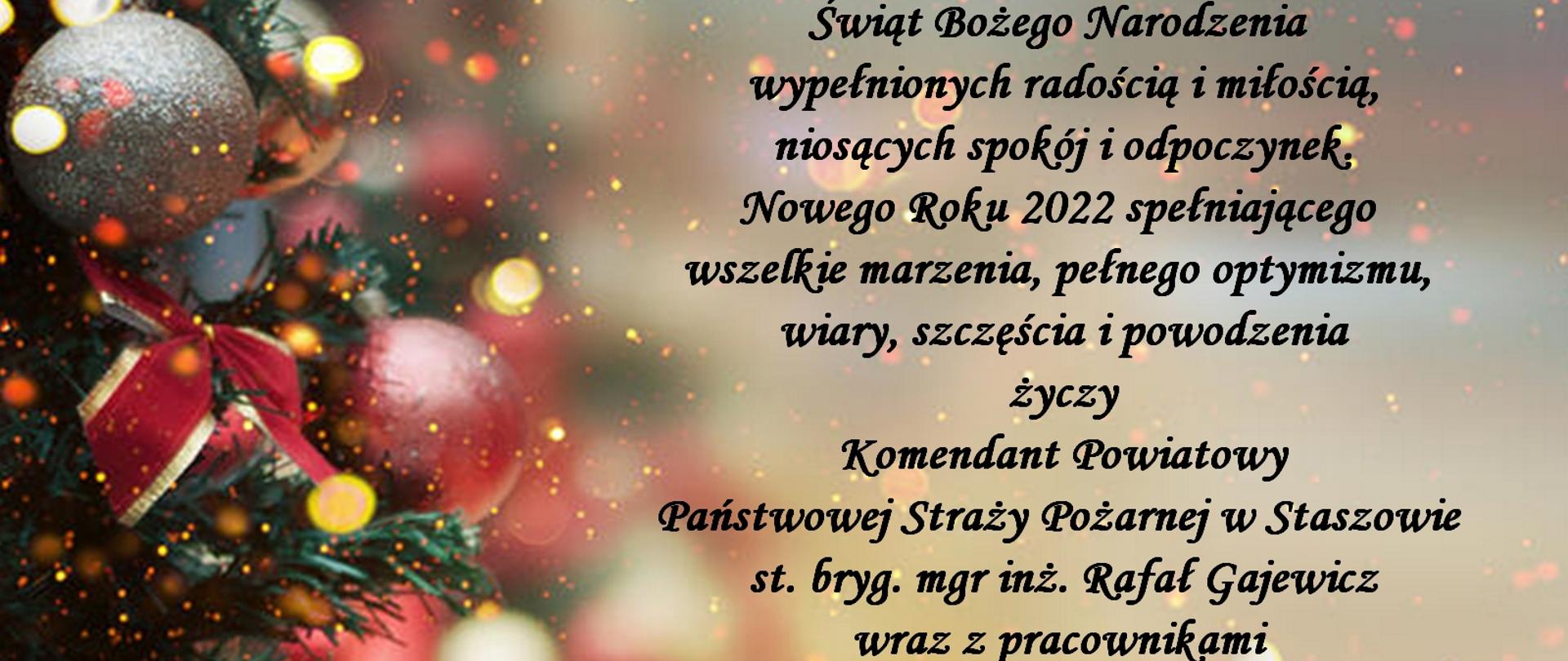 Życzenia świąteczne Komendanta PSP w Staszowie.