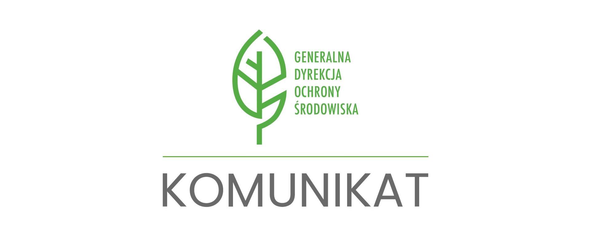 Komunikat i logo Generalnej Dyrekcji Ochrony Środowiska