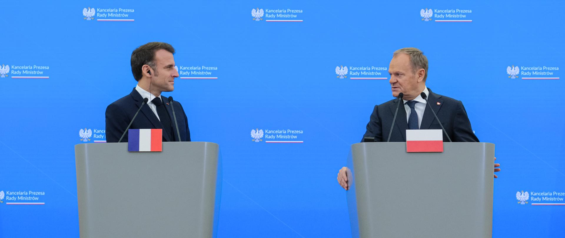 Premier Donald Tusk i Prezydent Republiki Francuskiej Emmanuel Macron