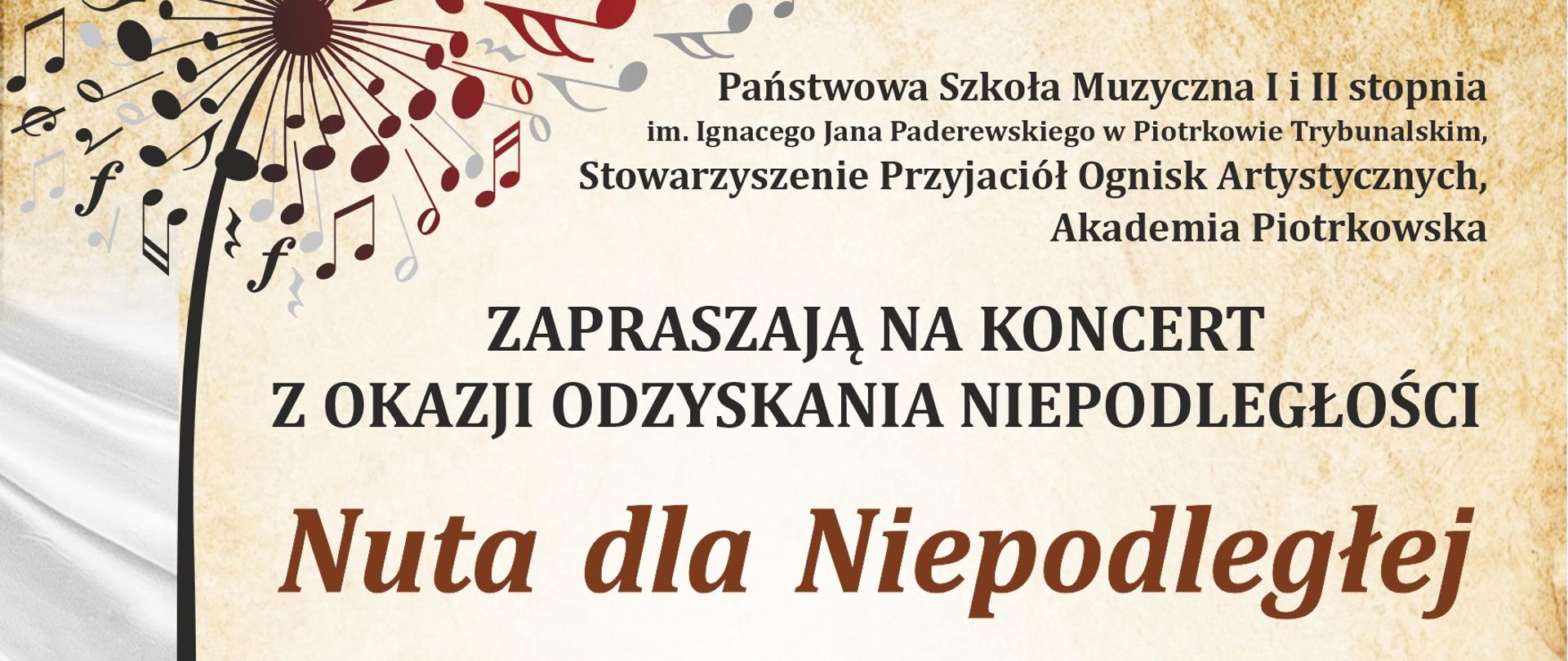 Plakat koncertu Nuta dla Niepodległej 7 listopada 2024r.