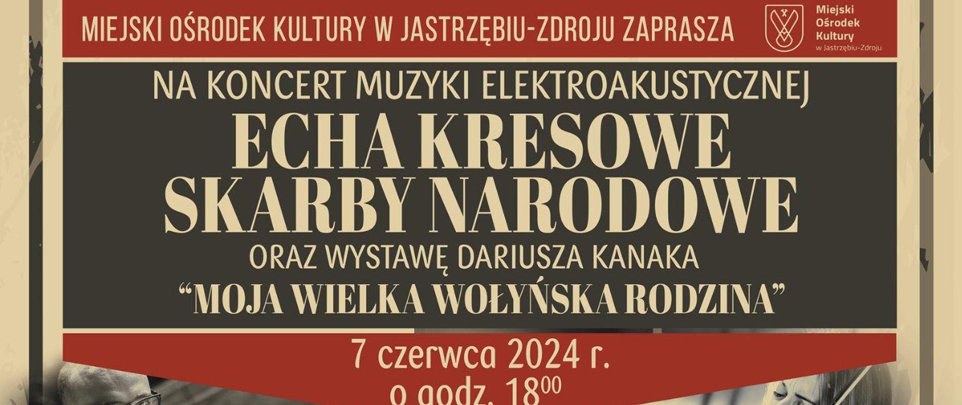 Plakat informacyjny dotyczący Koncertu muzyki elektroakustycznej odbywającego się w dniu 07.06.2024 o godz, 18.00.