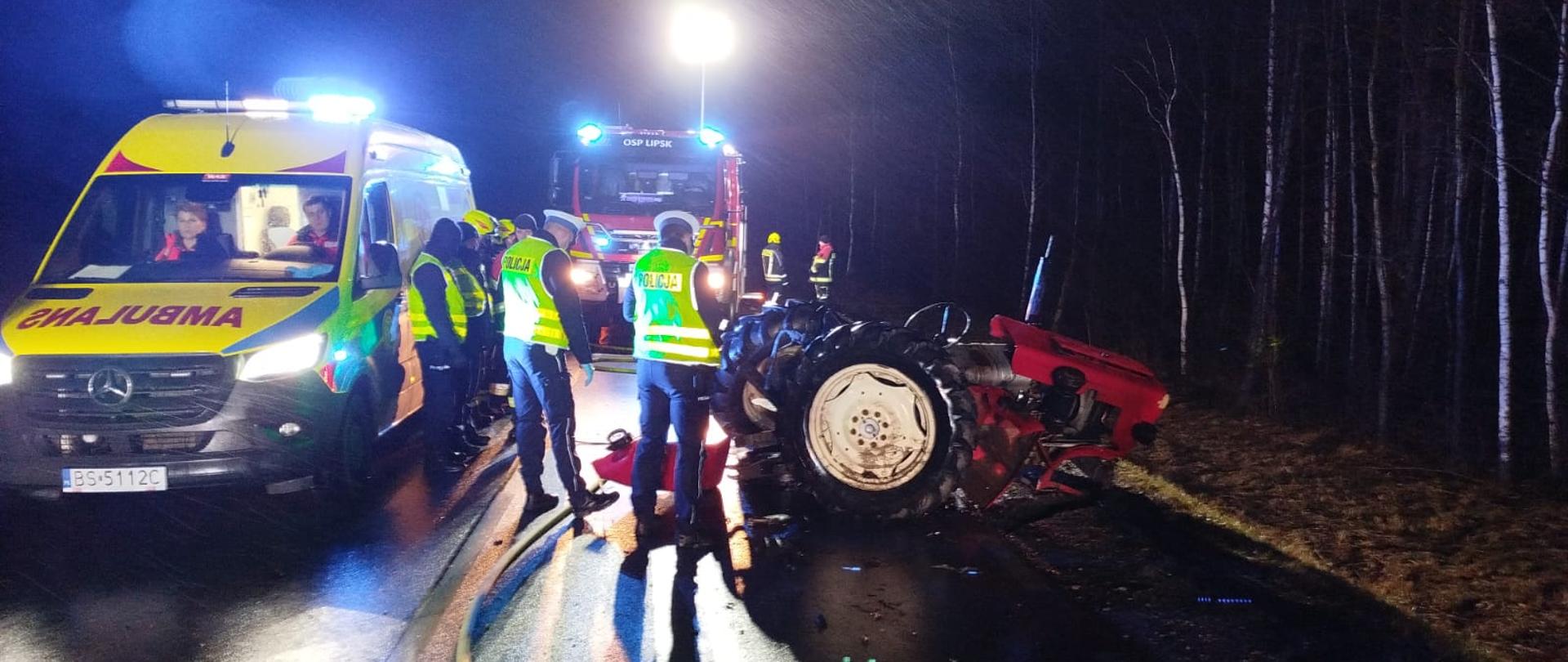 Wypadek na DW 673 Dąbrowa Białostocka - Lipsk