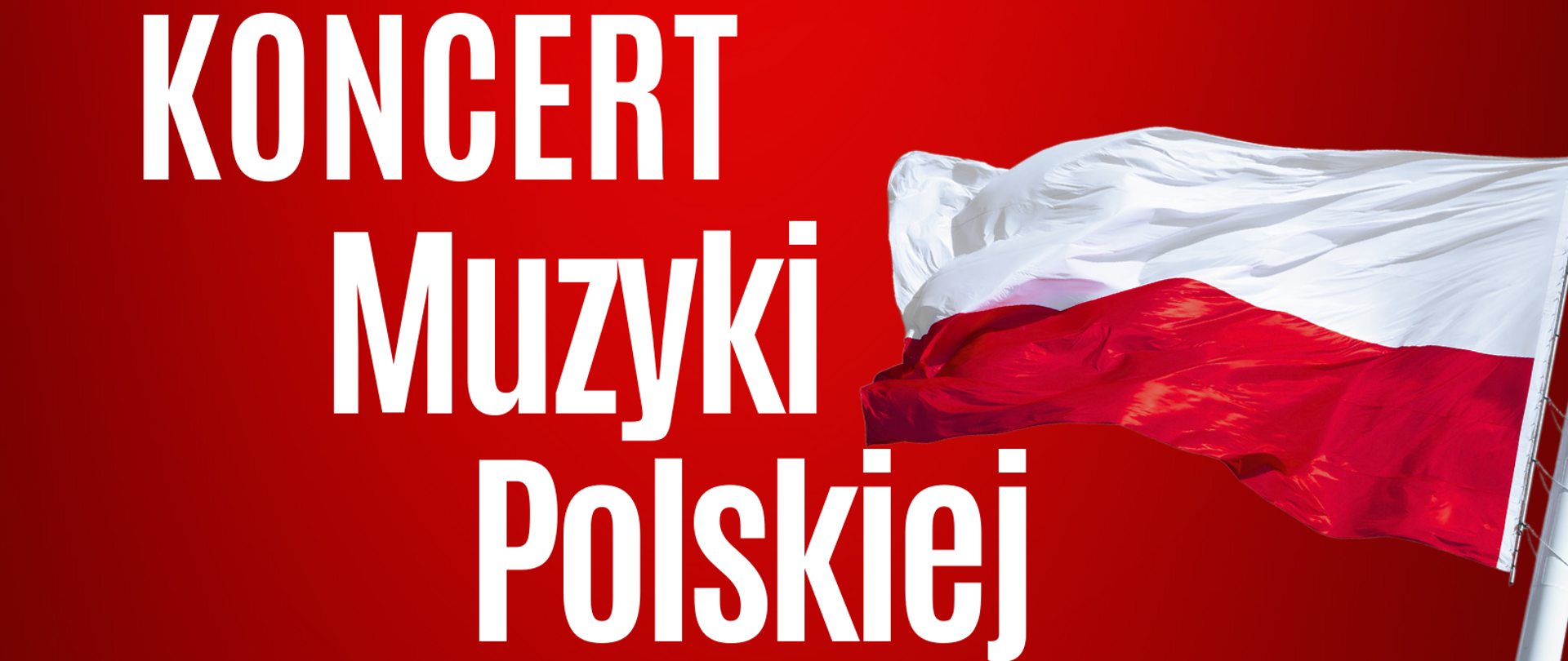 Plakat promujący "Koncert Muzyki Polskiej" organizowany przez Państwową Szkołę Muzyczną I i II stopnia im. Ignacego Jana Paderewskiego w Stalowej Woli. Tło plakatu jest intensywnie czerwone, z symbolicznym obrazem falującej polskiej flagi na tle nieba z delikatnymi, białymi chmurami, co wzmacnia patriotyczny charakter wydarzenia. W górnej części widnieje nazwa szkoły oraz jej logo.
Główne hasło plakatu, "Koncert Muzyki Polskiej", zostało zapisane dużymi, białymi literami i zajmuje centralne miejsce, co przyciąga wzrok. Poniżej, umieszczono cytat: „Najpiękniejsza, bo Polska...”, napisany eleganckim, odręcznym pismem, co dodaje emocjonalnego i artystycznego akcentu.
W dolnej części plakatu podano informacje o wykonawcach – będą nimi pedagodzy oraz uczniowie Państwowej Szkoły Muzycznej I i II stopnia. Na samym dole, na czarnym tle, widnieją szczegóły dotyczące daty i miejsca koncertu: "4 listopada 2024 r., godz. 17:00, sala koncertowa". Plakat utrzymany jest w biało-czerwonej kolorystyce, podkreślając patriotyczny charakter koncertu.