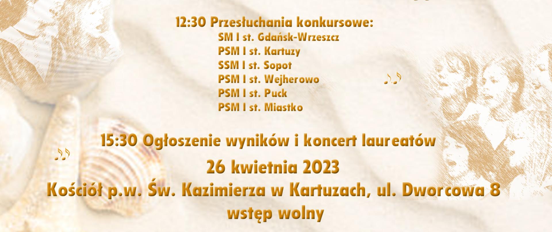 Plakat z informacją o XIV Pomorskich Spotkaniach Chórów Szkół Muzycznych 2023