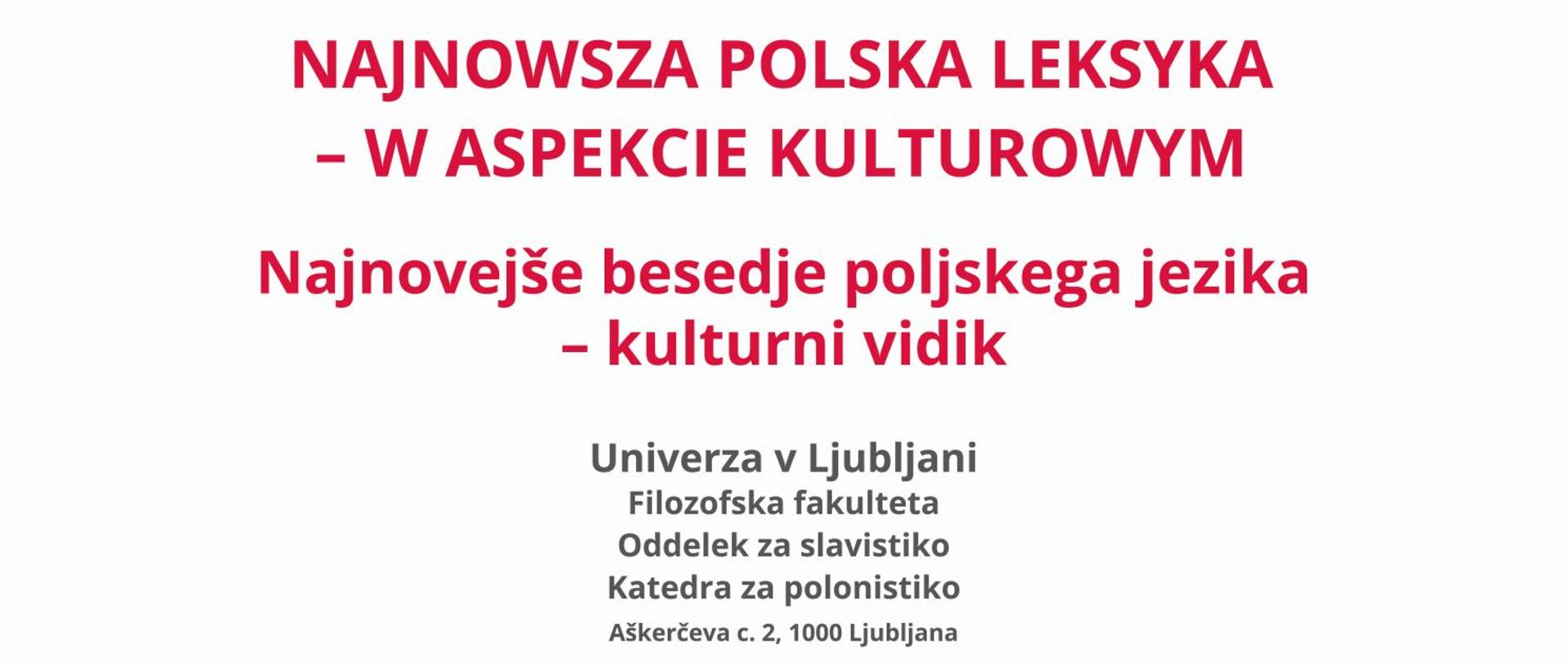 Wykłady i warsztaty w Katedrze Polonistyki Uniwersytetu Lublańskiego