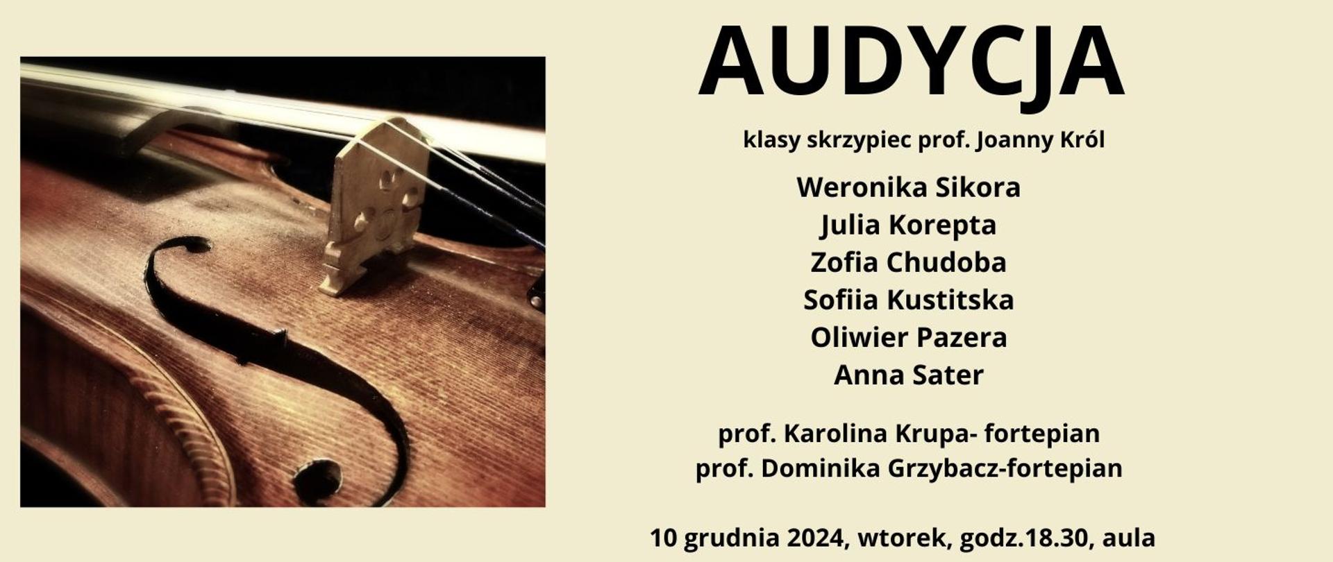 Audycja klasy skrzypiec 10.12.2024 godz.18.30 zdjęcie części skrzypiec 