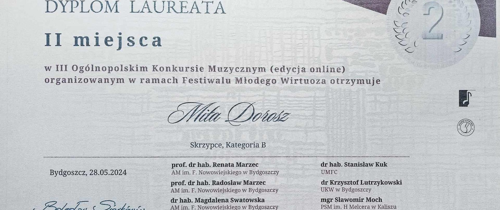 Miła Dorosz - dyplom