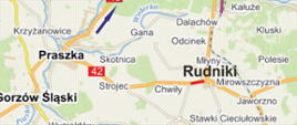 Zamknięcie drogi krajowej nr 42 w Rudnikach