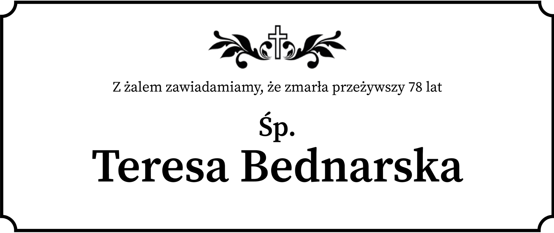 nekrolog Śp. Teresa Bednarska