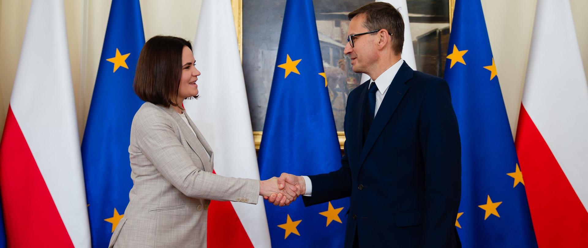 Prime Minister Mateusz Morawiecki meets with Swiatłana Cichanouska, the leader of the Belarusian opposition.