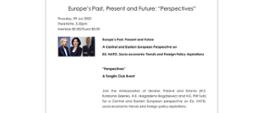 Dyskusja panelowa "Perspektywa Europy Środkowo-Wschodniej wobec wyzwań dla Europy" w Tanglin Club, zaproszenie