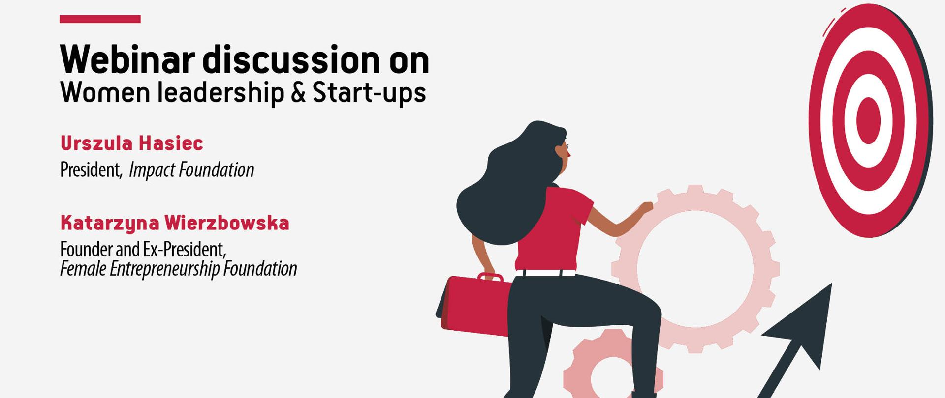 Oficjalny plakat promujący webinar "Women leadership and start-up" 