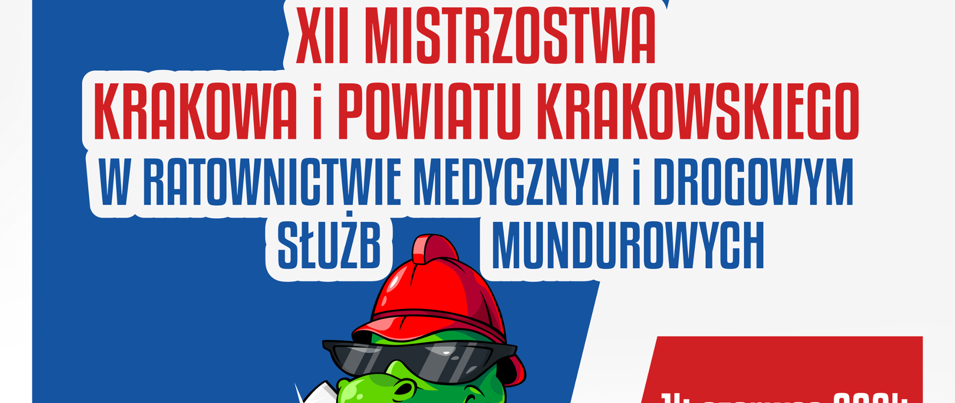 Plakat promujący mistrzostwa w Ratownictwie medycznym i drogowym Wielka Wieś - 14 czerwca 2024r.