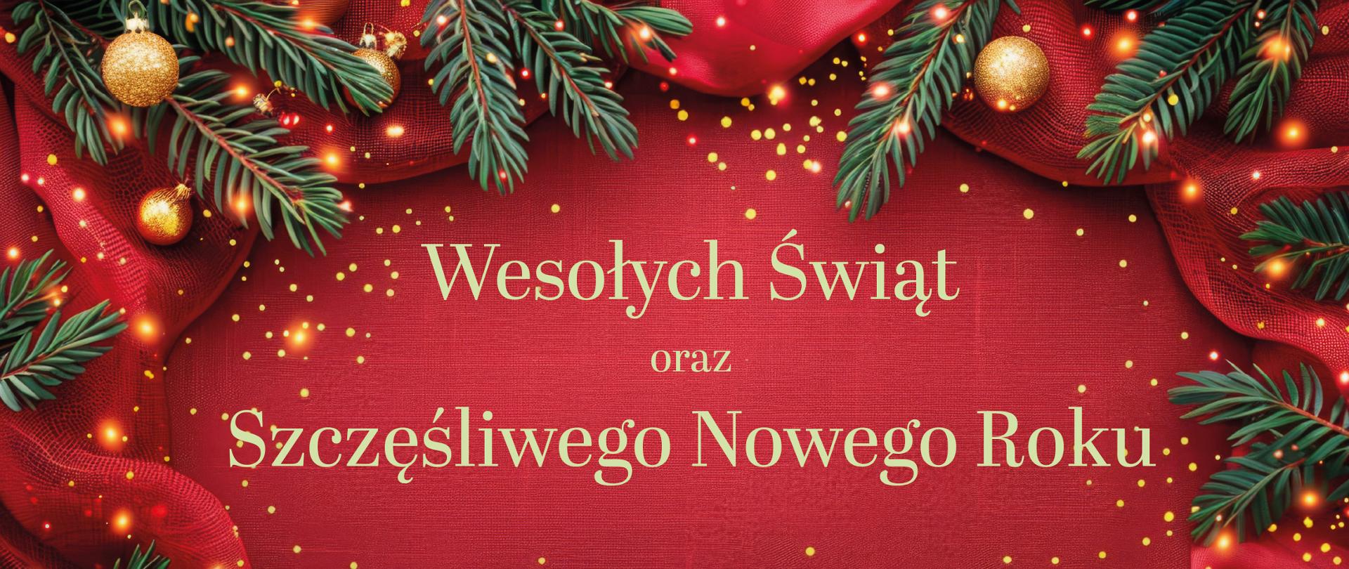 napis Wesołych Świąt oraz Szczęśliwego Nowego Roku