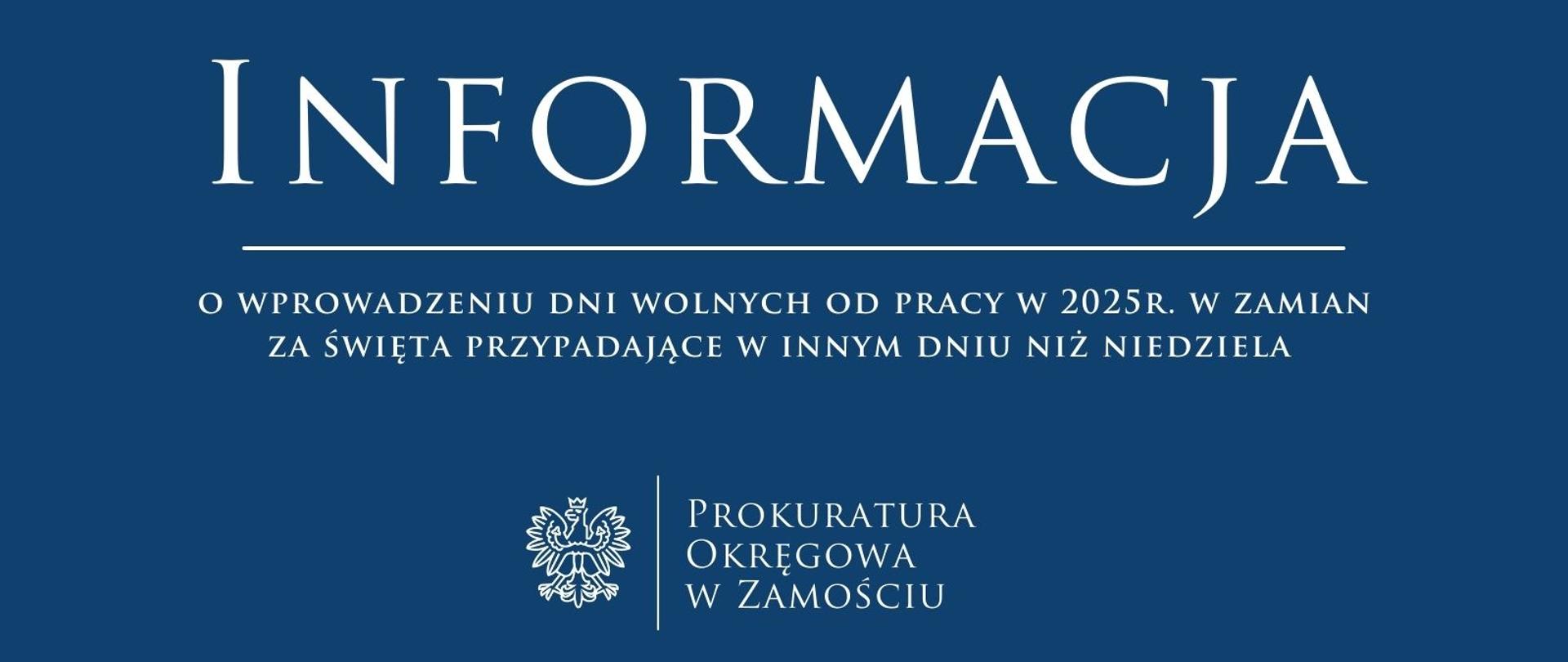 Informacja o dniach wolnych