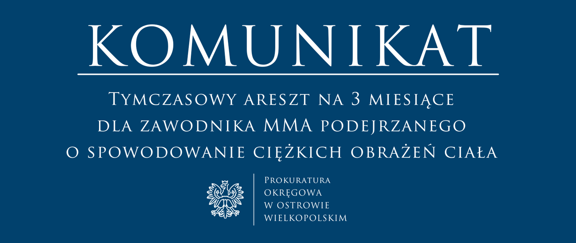 Tymczasowy areszt na 3 miesiące dla zawodnika MMA podejrzanego o spowodowanie ciężkich obrażeń ciała