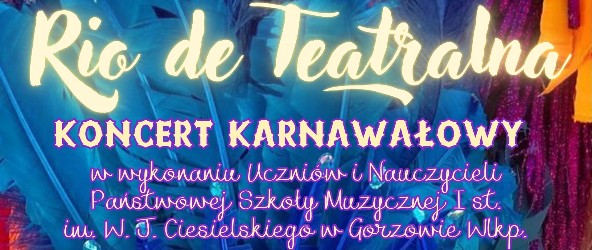 Zdjęcie przedstawia plakat informujący o koncercie karnawałowym uczniów PSM I st. w Gorzowie Wlkp.