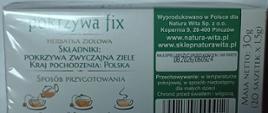 Pokrzywa fix Herbata ziołowa Nasze Zioła - 30g - opakowanie z tyłu 