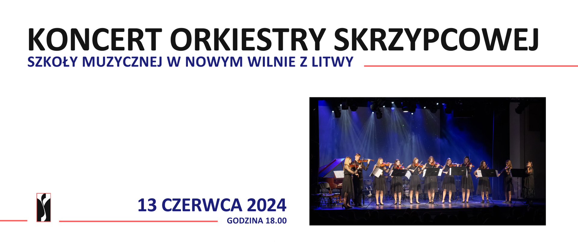 Na białym tle poziomego plakatu w nagłówku umieszczona drukowaną czcionką nazwę koncertu, poniżej zdjęcie przedstawiające zespół pop prawej stronie, a po stronie lewej datę i godzinę wydarzenia oraz logo organizatora.